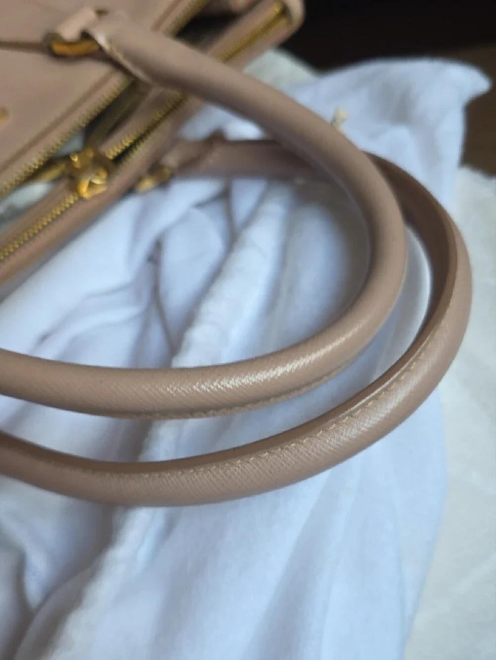 Prada Leather Tote in Pale Pink with Gold Hardware - Picture 14 of 16